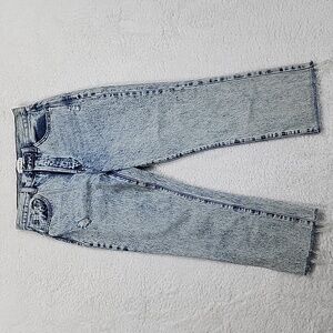 Pistola High Rise Acid Wash Crop Raw Hem Jeans
